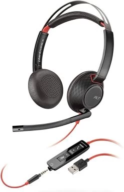 Poly P5 Webcam & Blackwire 5220 USB Stereo USB Headset Bundle -JABRA Store 5220 usb asimply