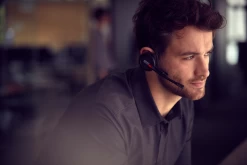 EPOS|Sennheiser IMPACT SDW 5015 3-in-1 Wireless Headset -JABRA Store epos sennheiser impact sdw 5015 3 in 1 wireless headset lifestyle being worn